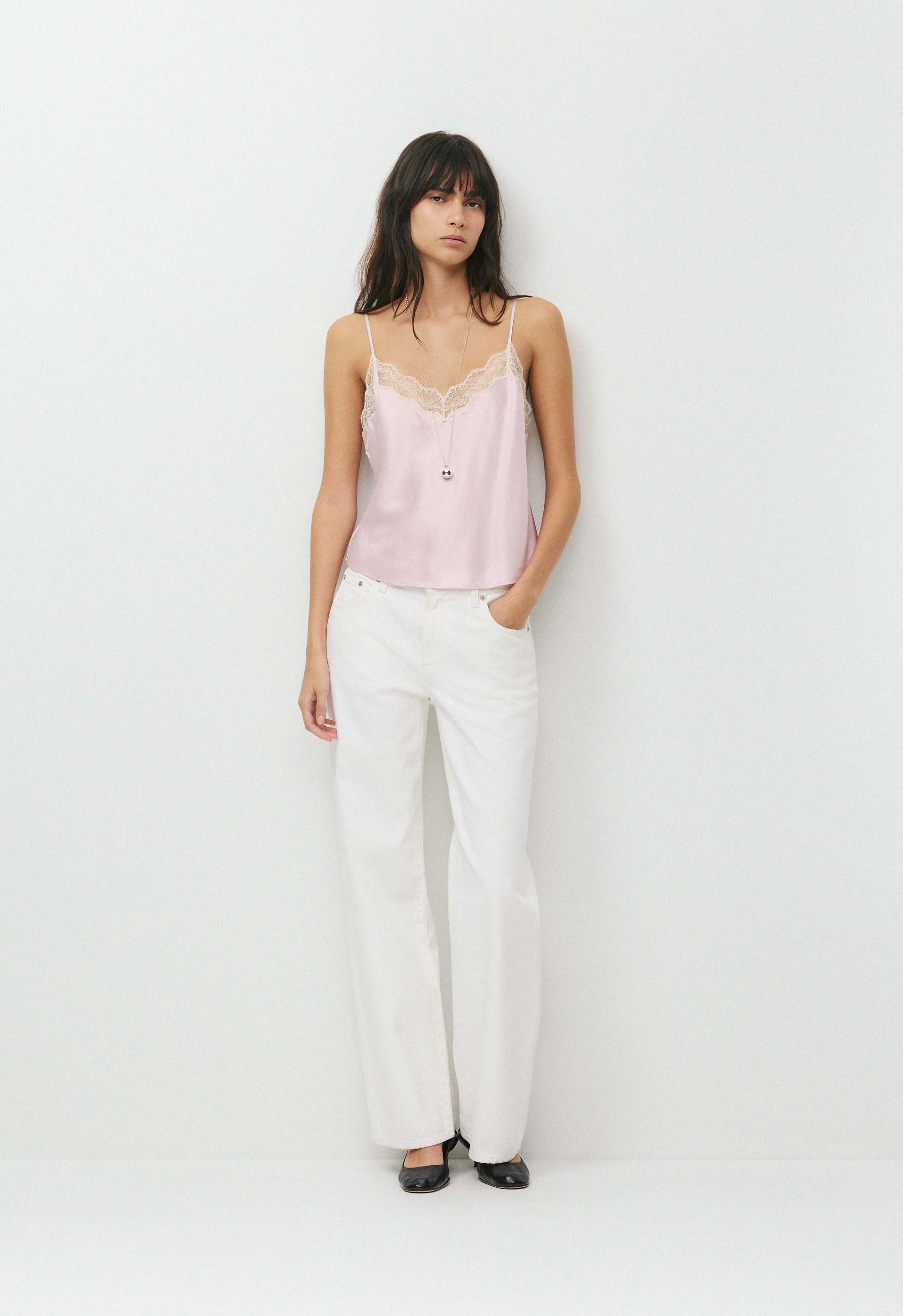 【Eaphi】新品RIBBON YARN MESH CAMISOLE／ivory Resonance Silk Camisole | Aritzia US