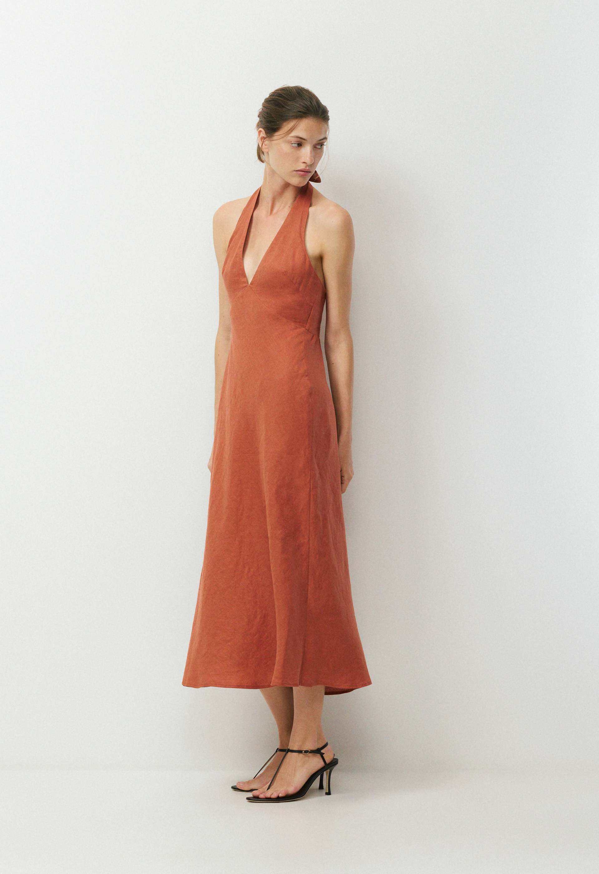 Nightscape Linen Halter Dress