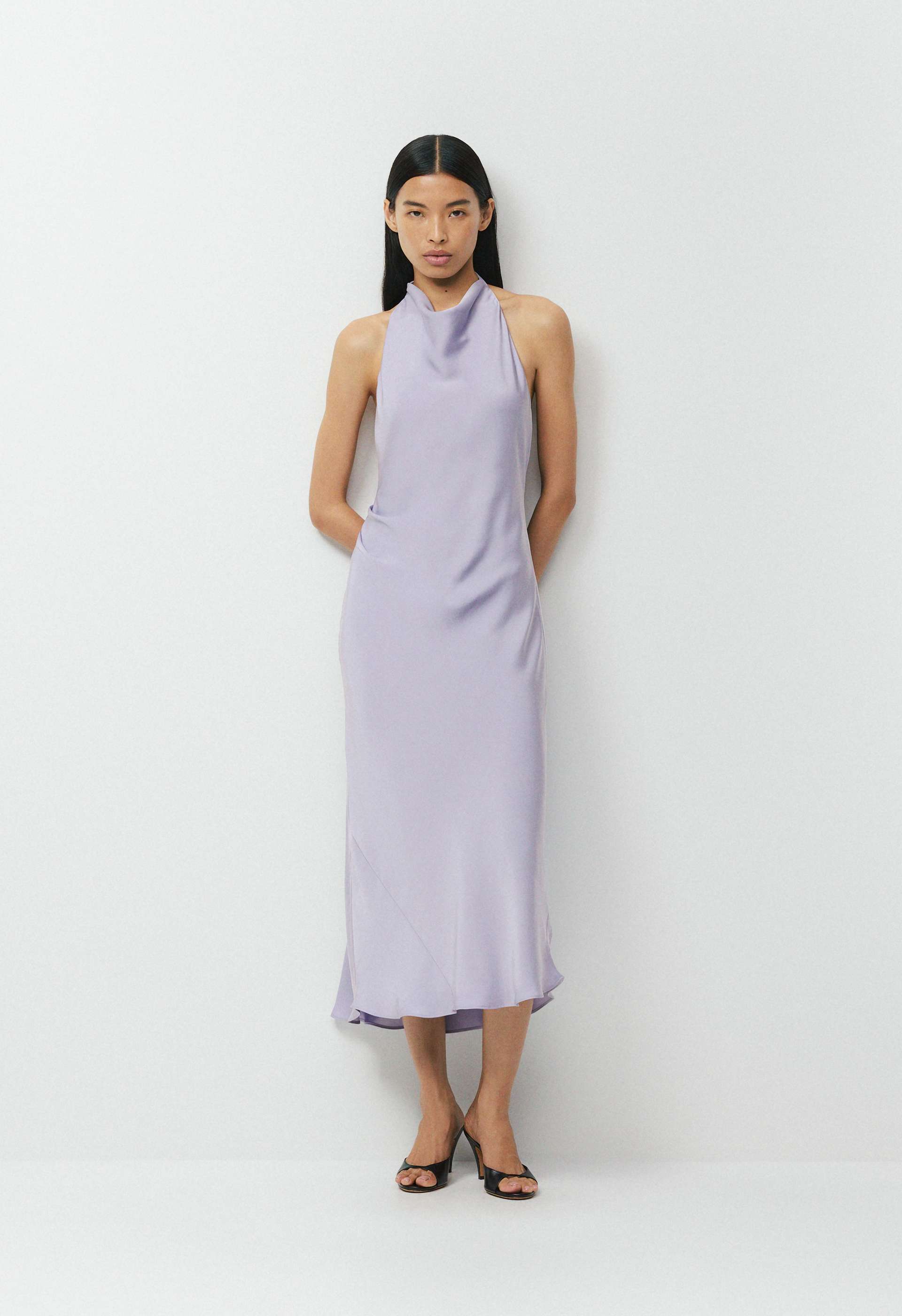 matte silk halter maxi dress Audience Satin LowStock:42547874070579