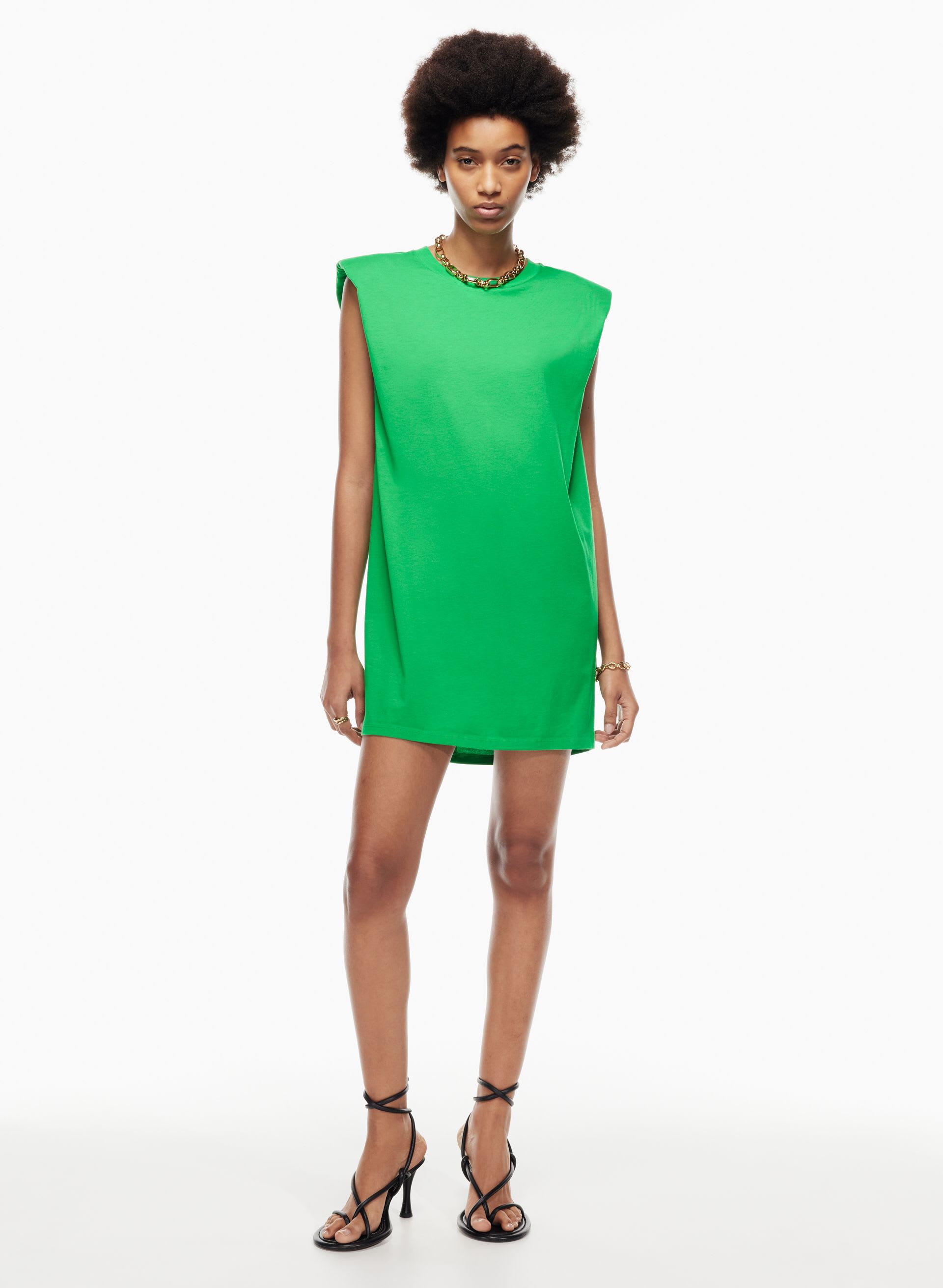 green shoulder pad dress Moroccan