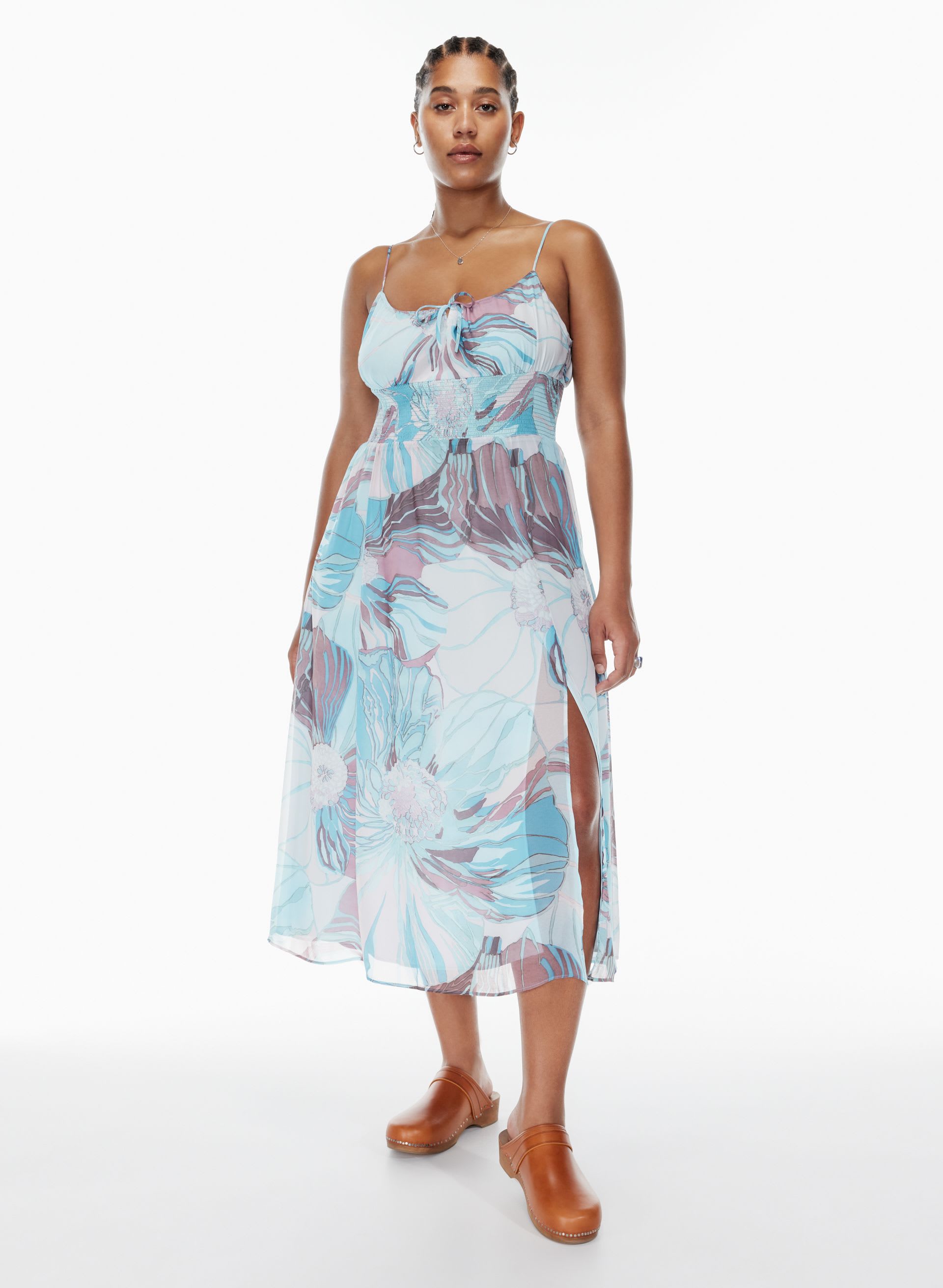 genoa midi dress Genoa Denim Midi Dress in Mid Blue
