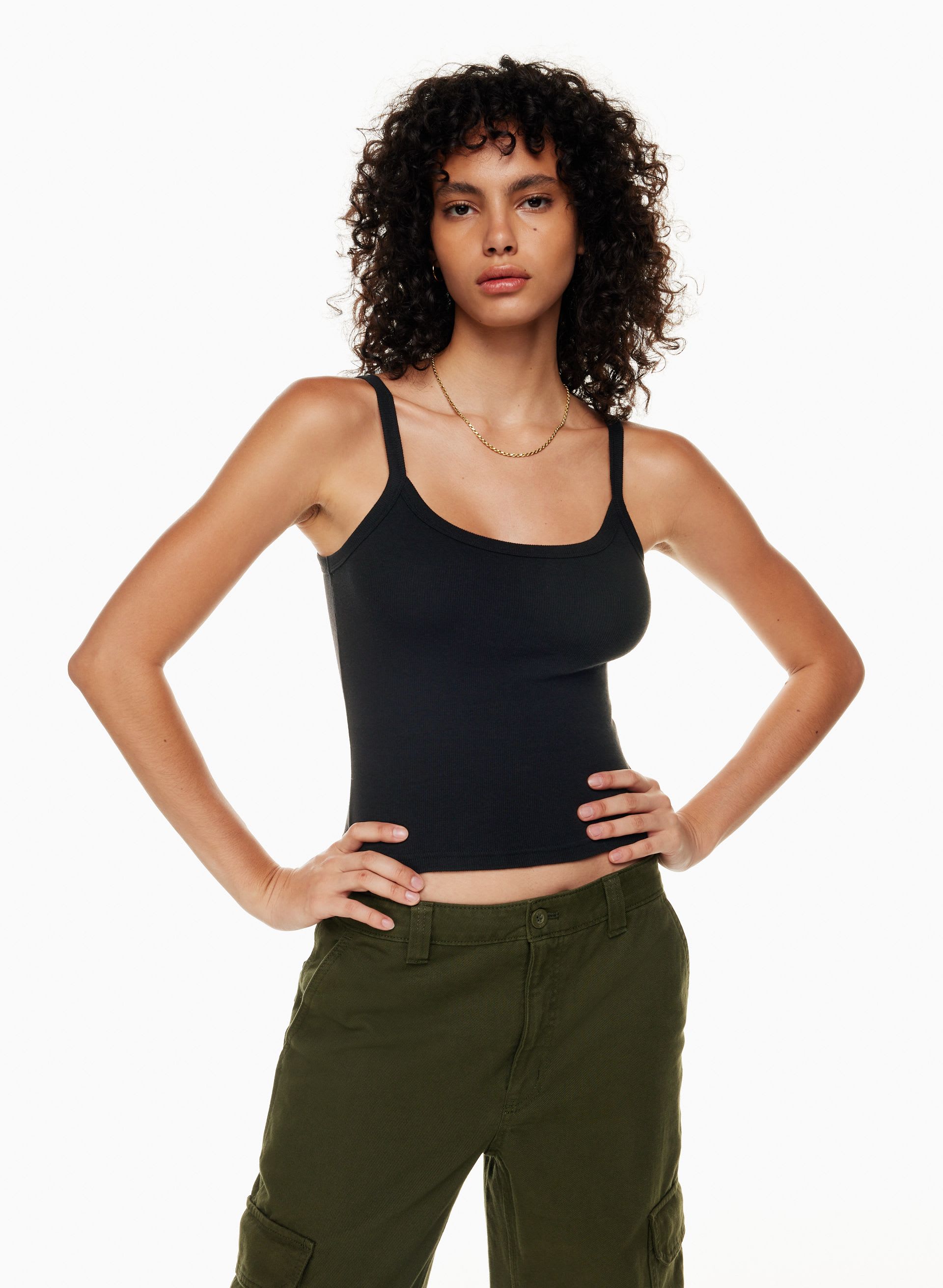 NEWMEEN Women's Scoop Neck Racerback Sports Tank Top - Lightweight Workout Cami, Black, Medium