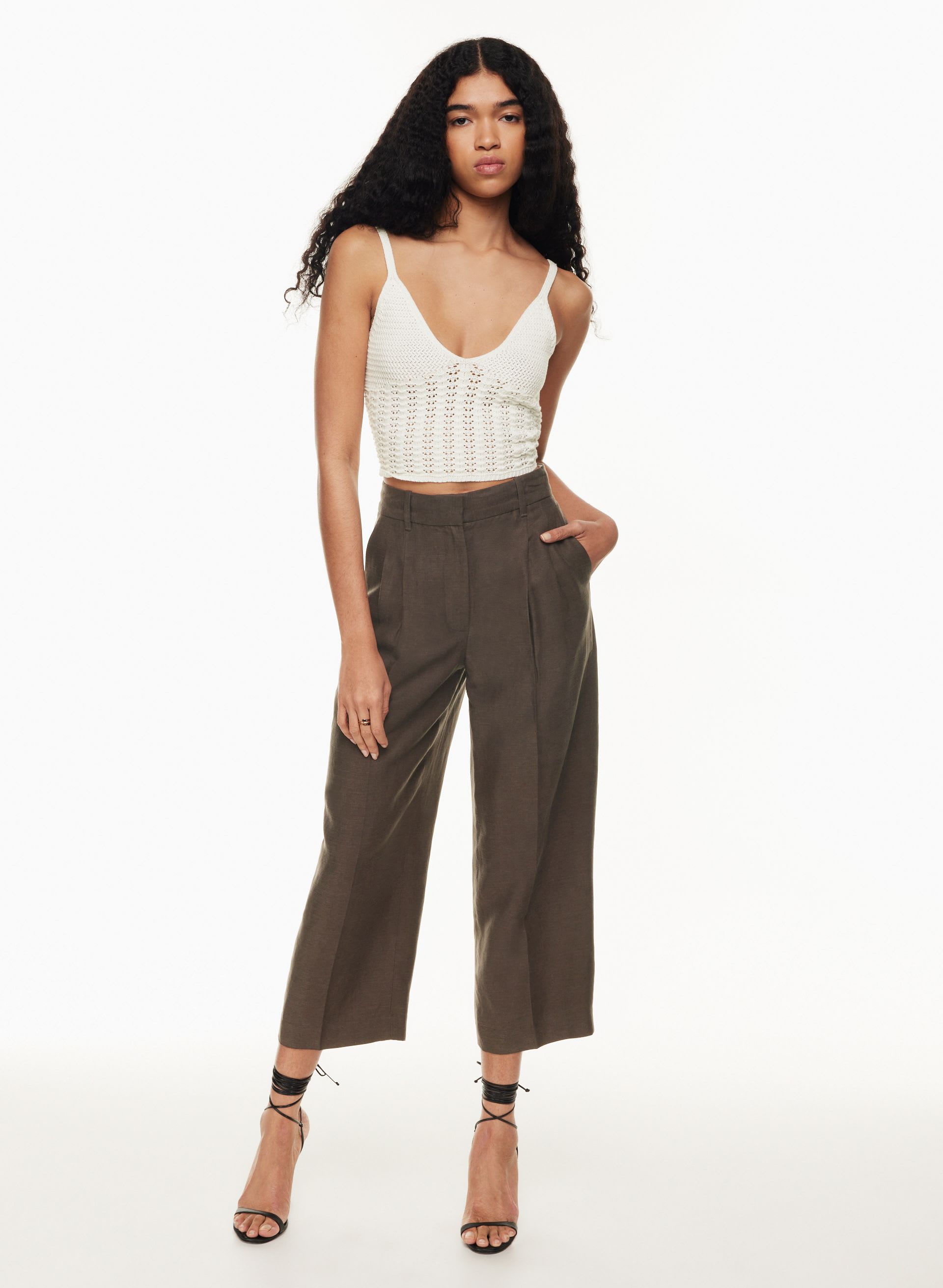The Effortless Pant™ Linen Cropped | Aritzia US display picture 1