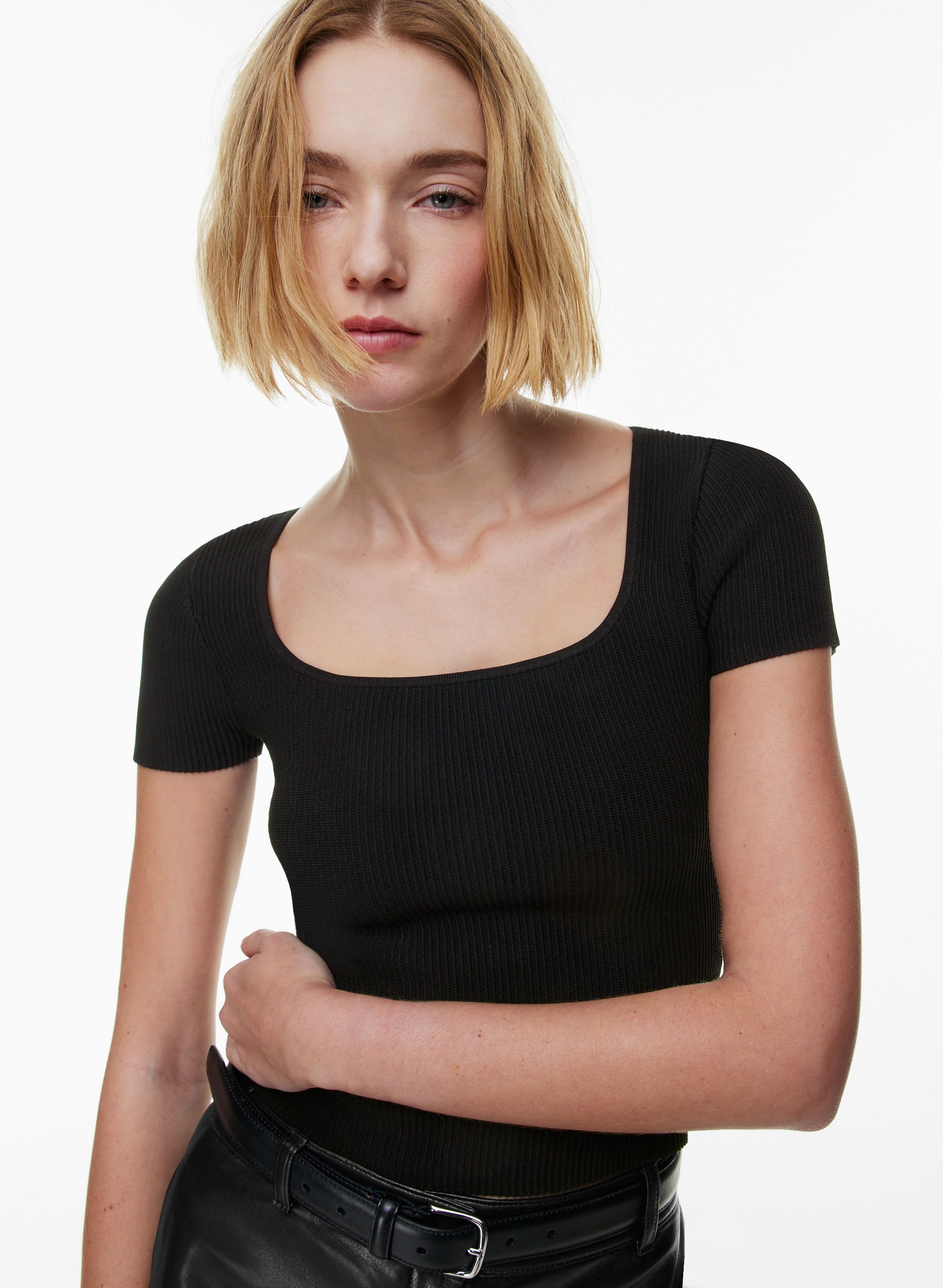 Sculpt Knit Squareneck Waist Top | Aritzia US