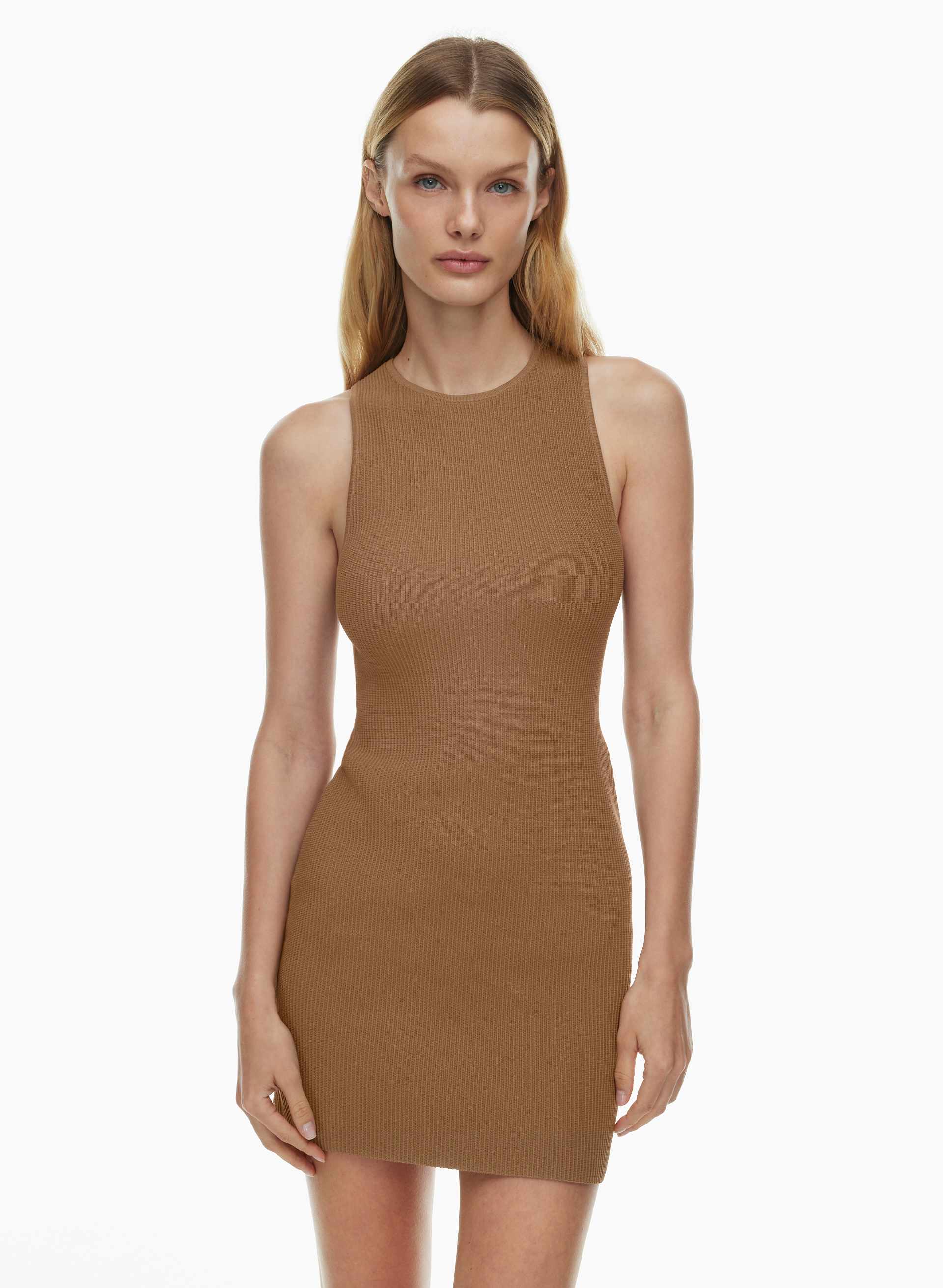 sculpt knit racer dress Babaton | Dresses | Aritzia Babaton Brown Sculpt Knit Racer Midi Dress
