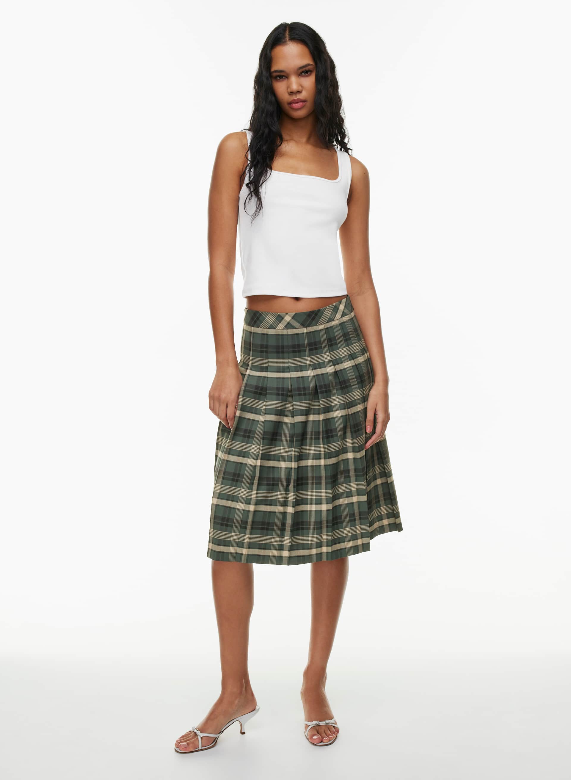 Olive Midi Pleated Skirt | Aritzia US
