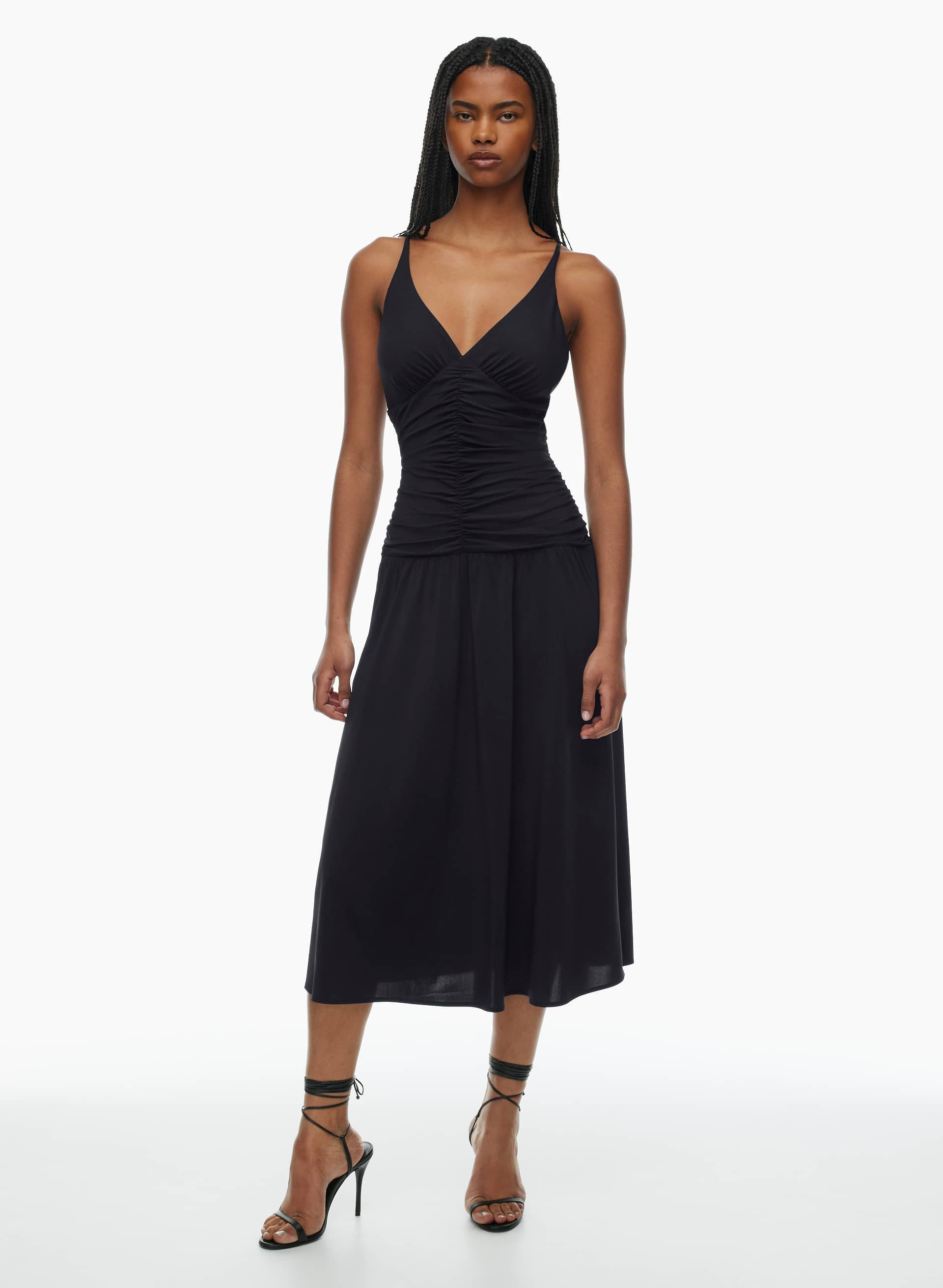 aritzia fit and flare dress Aritzia Babaton Women's Revive Poplin Dress in Black