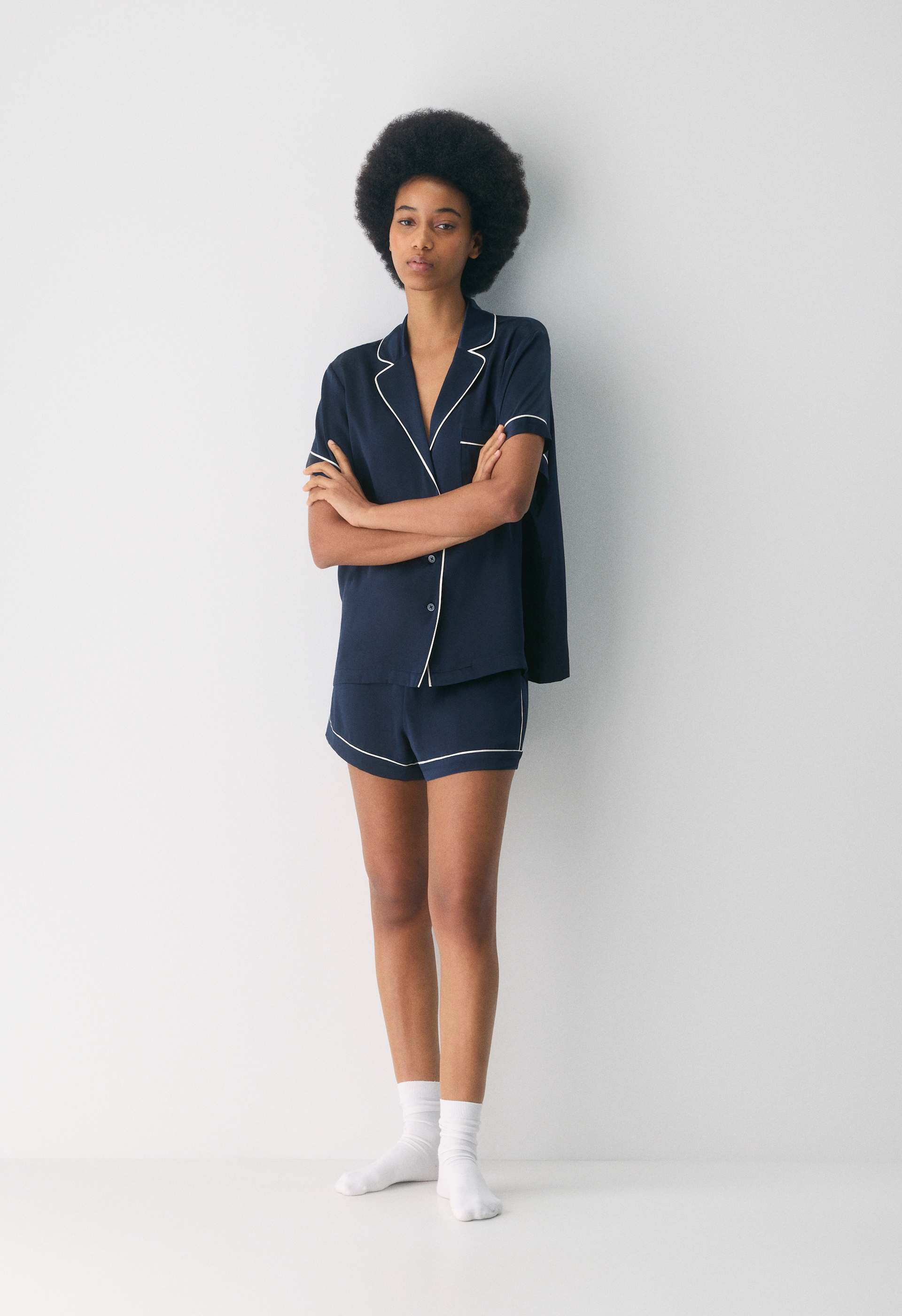 Nightside Silk Shortsleeve Pajama Shirt | Aritzia US