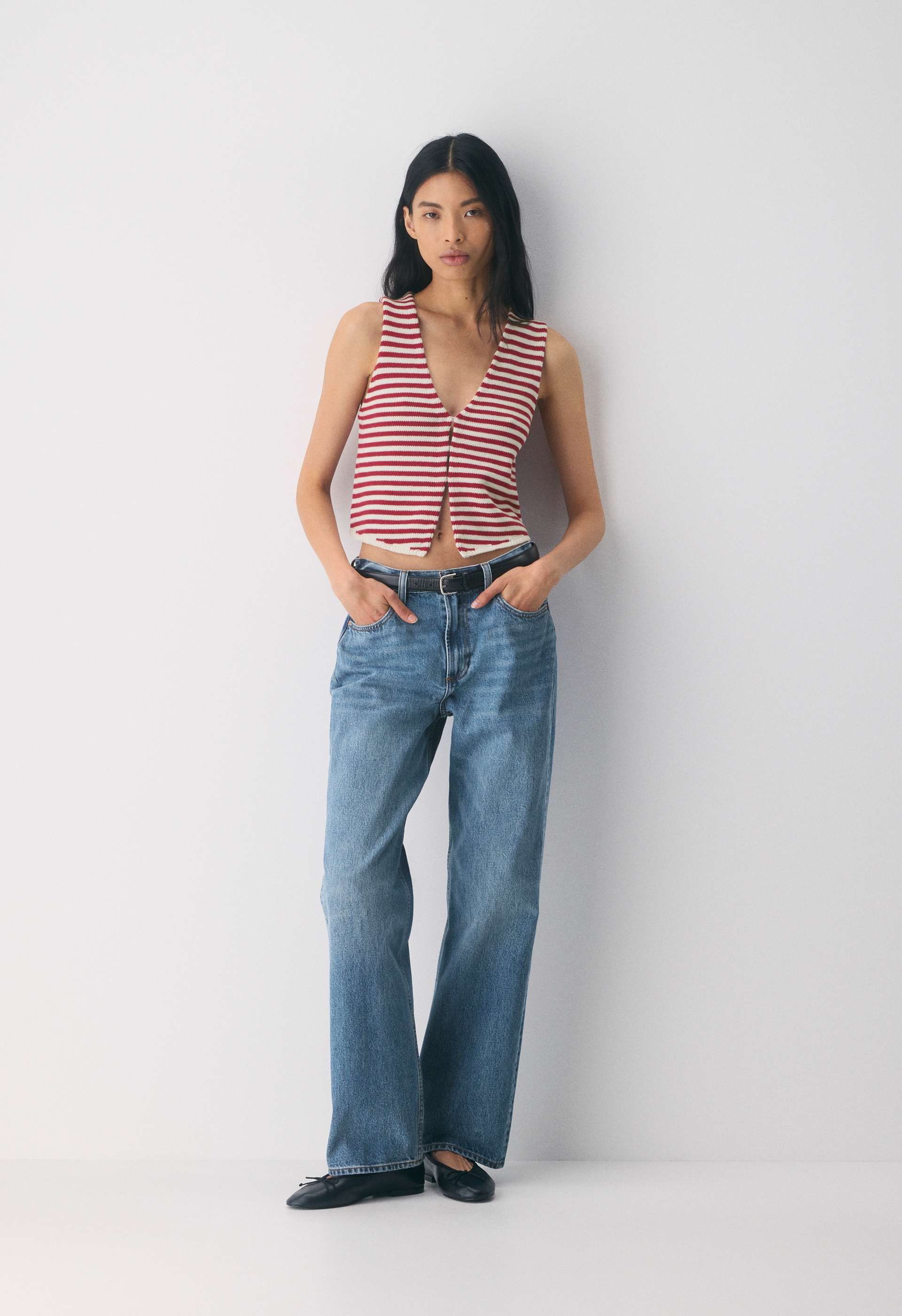 COTTON CHARM™ BASQUE SWEATER VEST