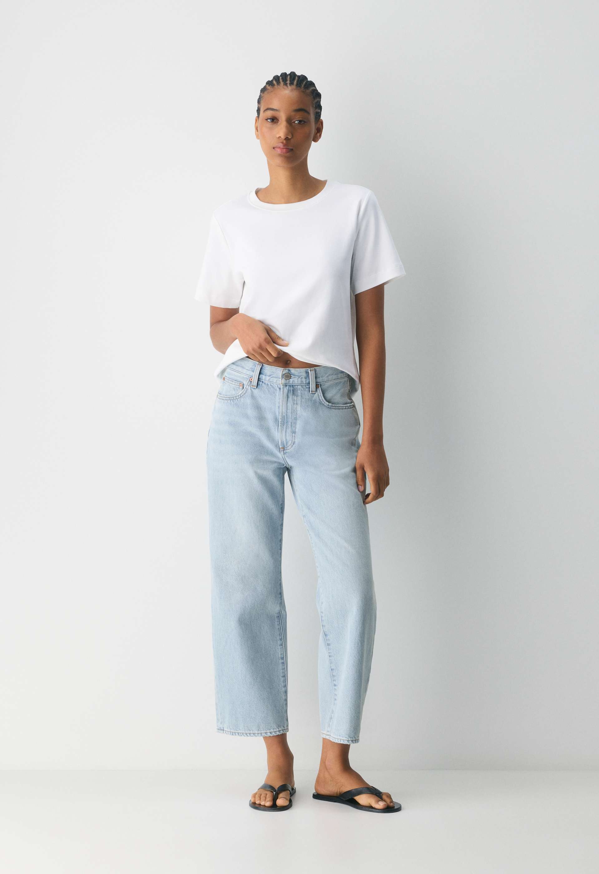Denim Forum The Farrah Hi-Rise Wide Ankle Jean