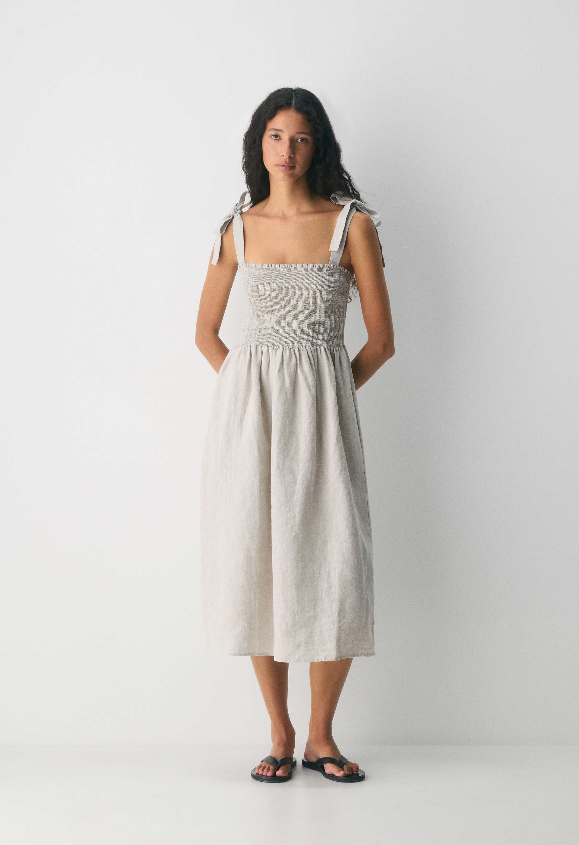 Aritzia Wilfred Women's Golden Hour Linen Dress in Undyed Ecru | Large