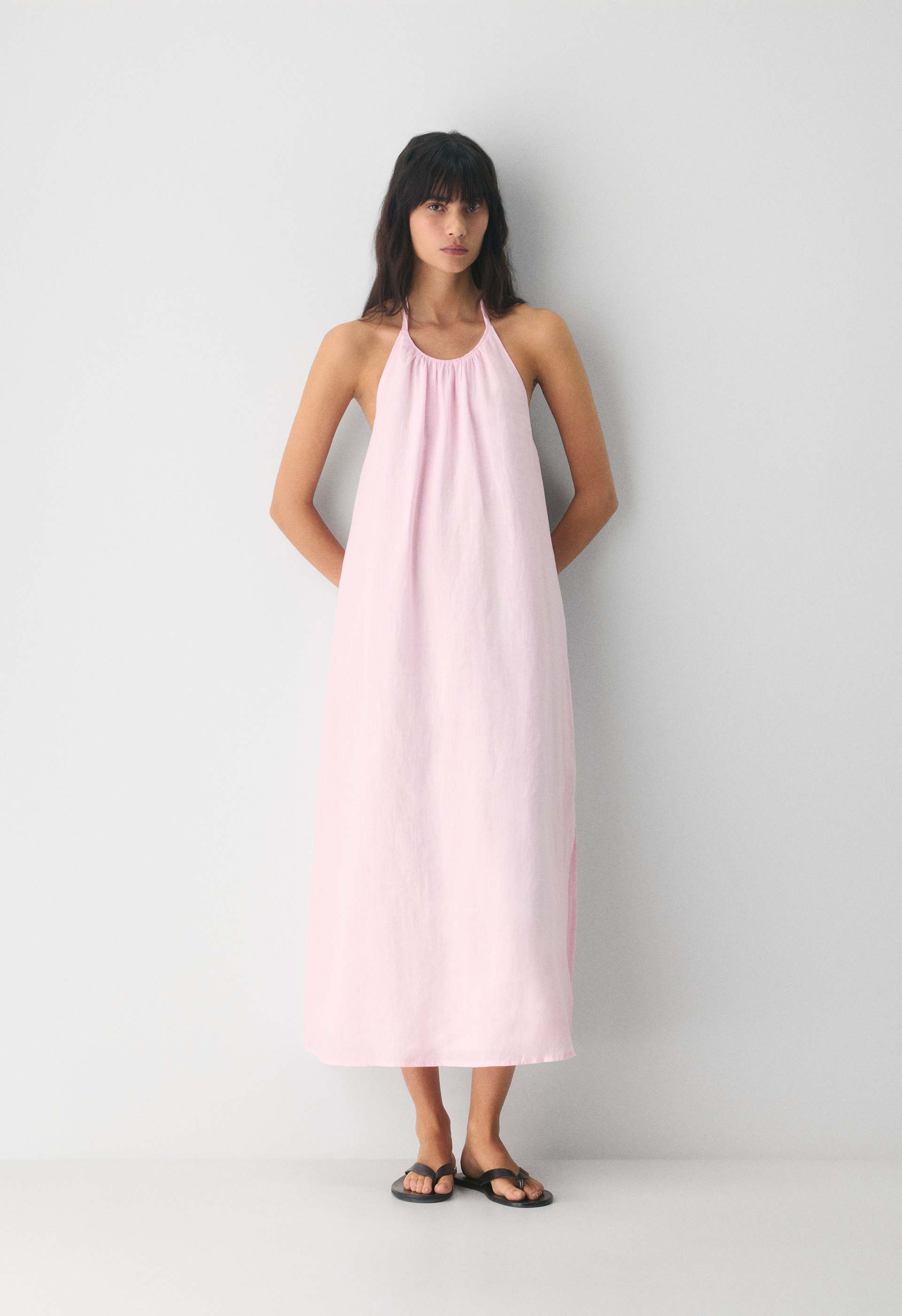 Sunpost Linen Halter Dress