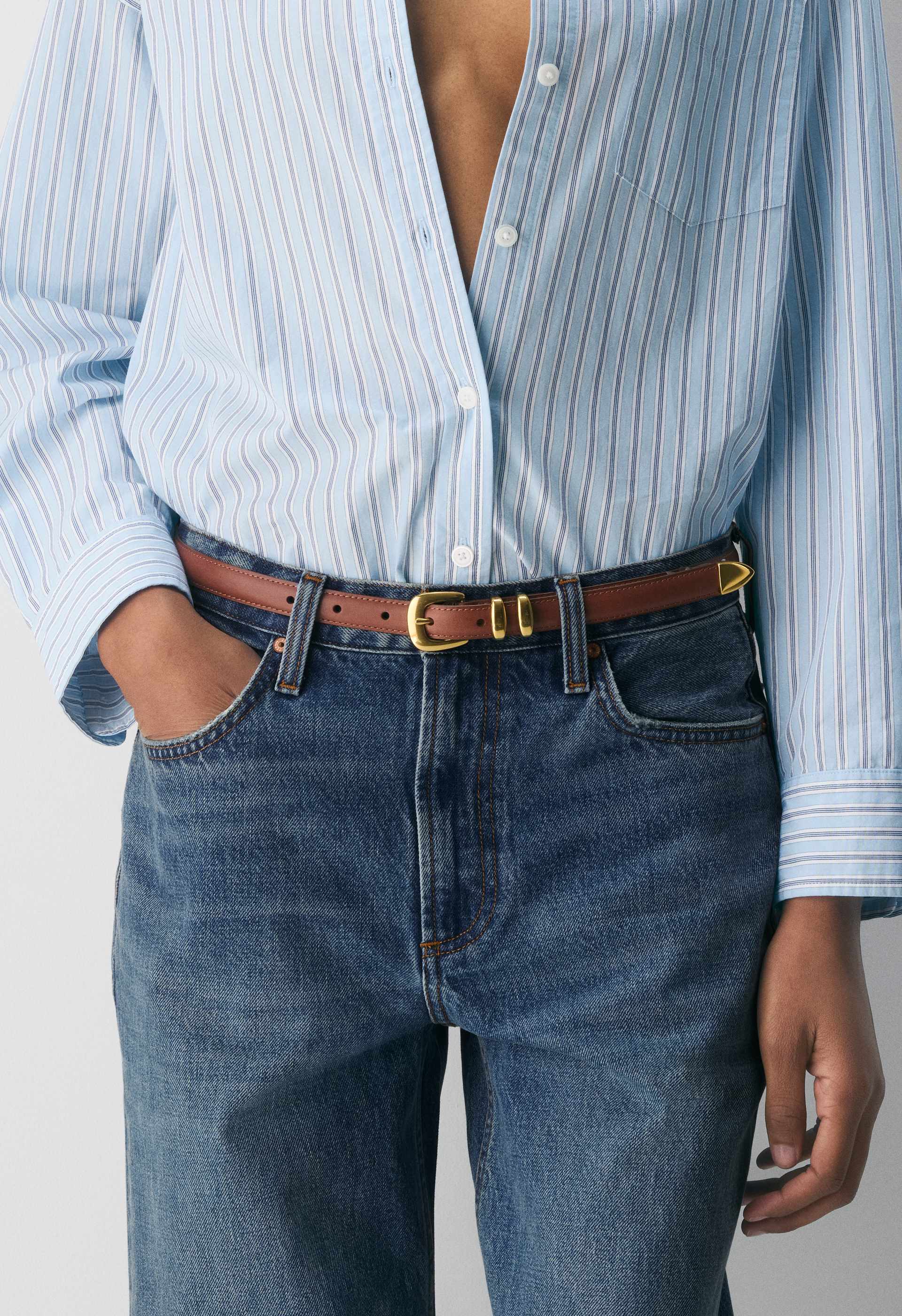 Legendary Solid Brass Leather Slim Belt