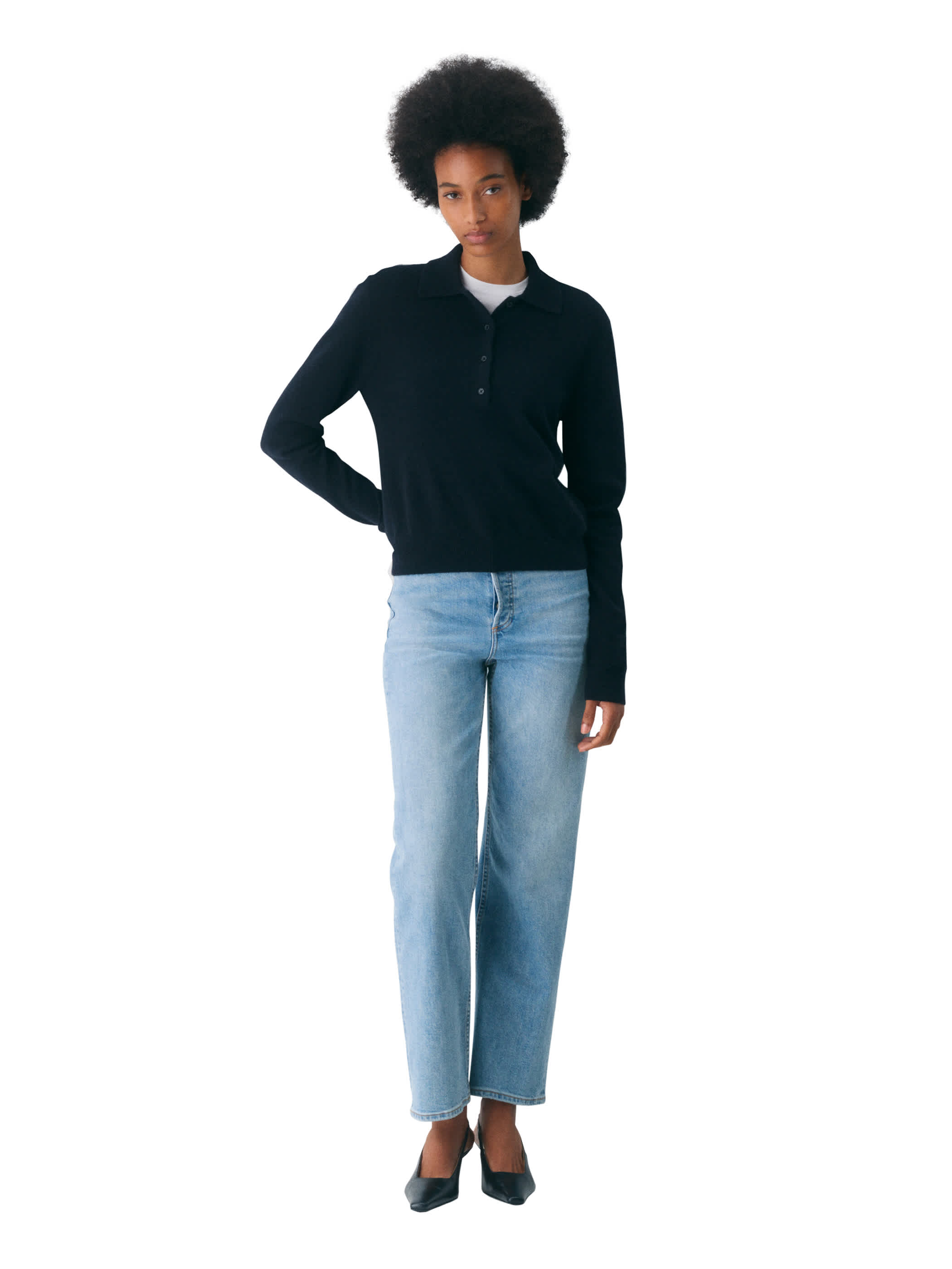 BARE CASHMERE PROVENANCE POLO SWEATER | Aritzia