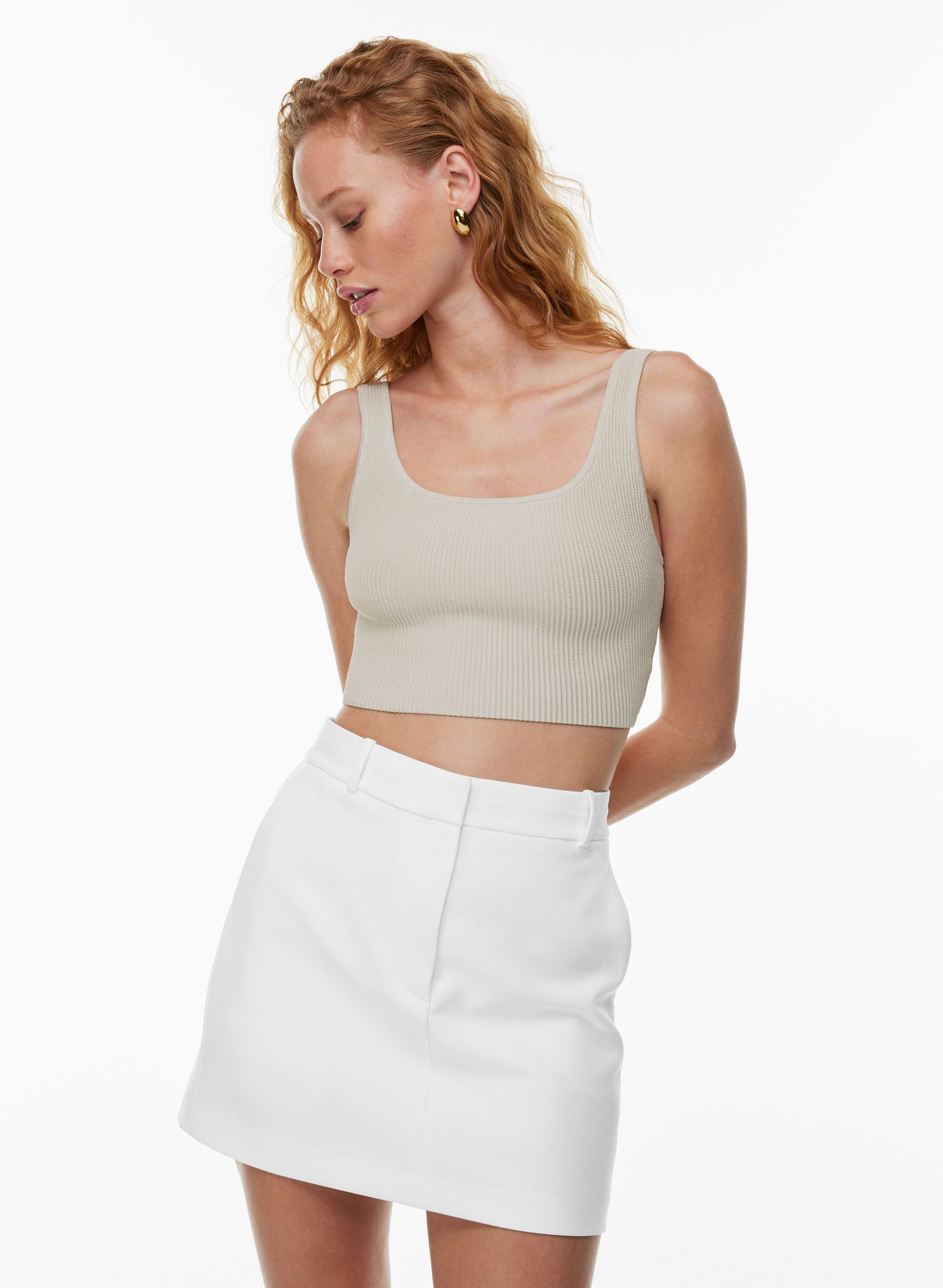 SCULPT KNIT SQUARENECK CROPPED TANK