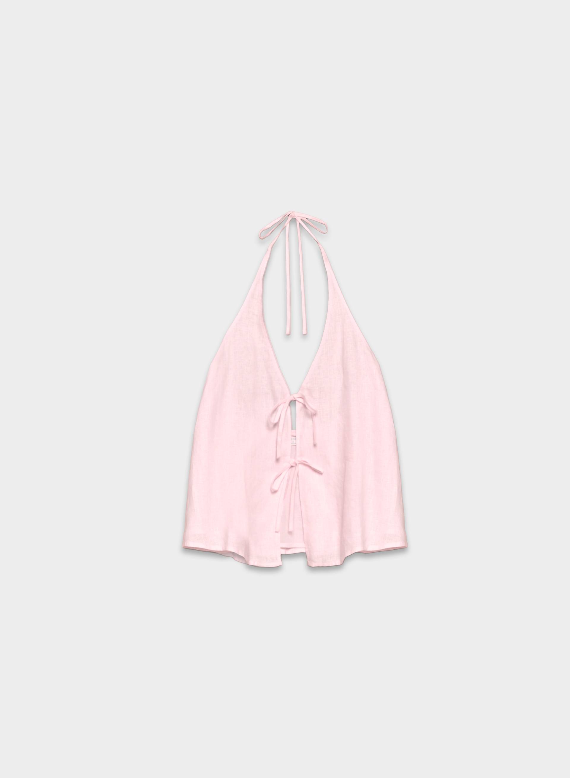 Aritzia ROVE LINEN HALTER TOP