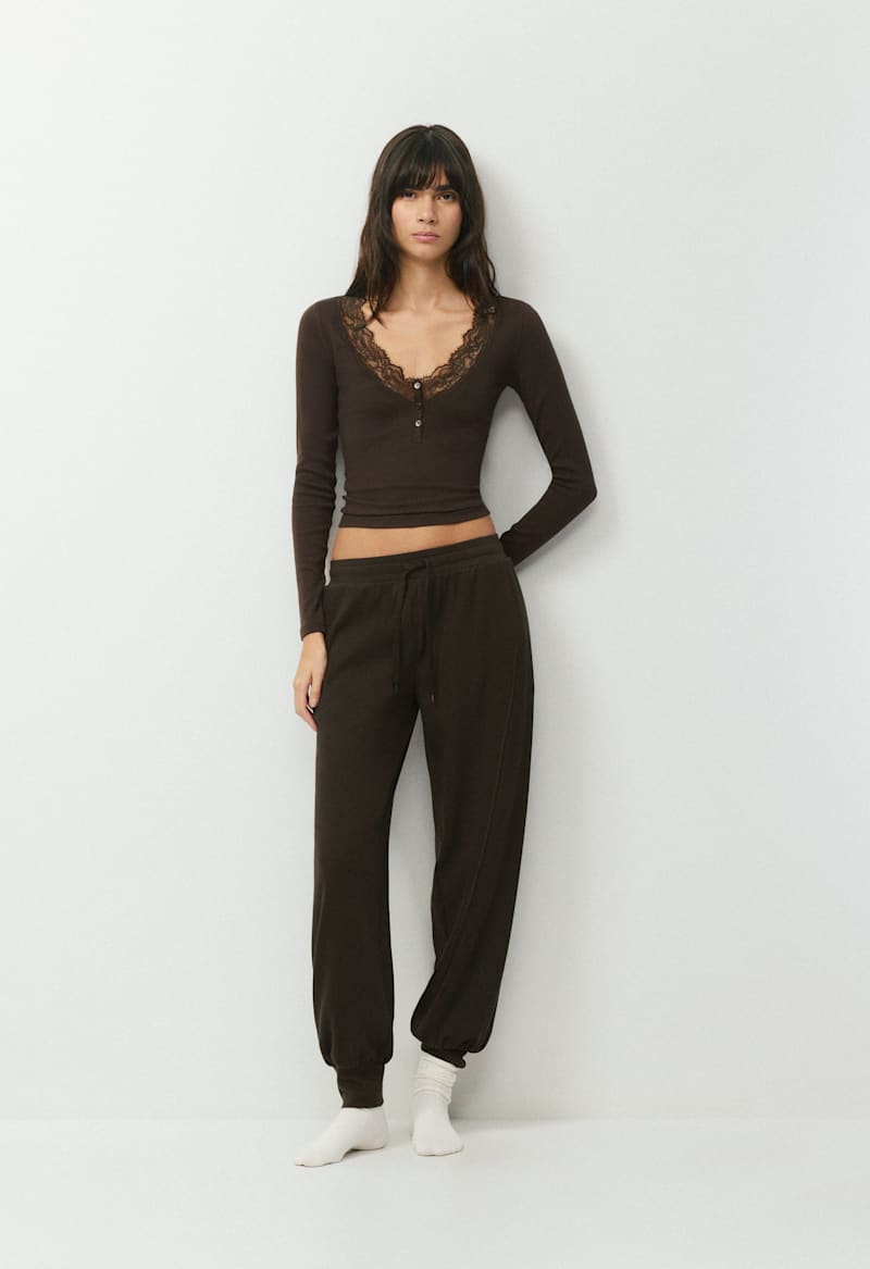 HomeStretch™ Rib Acoustic Lace Henley by Aritzia