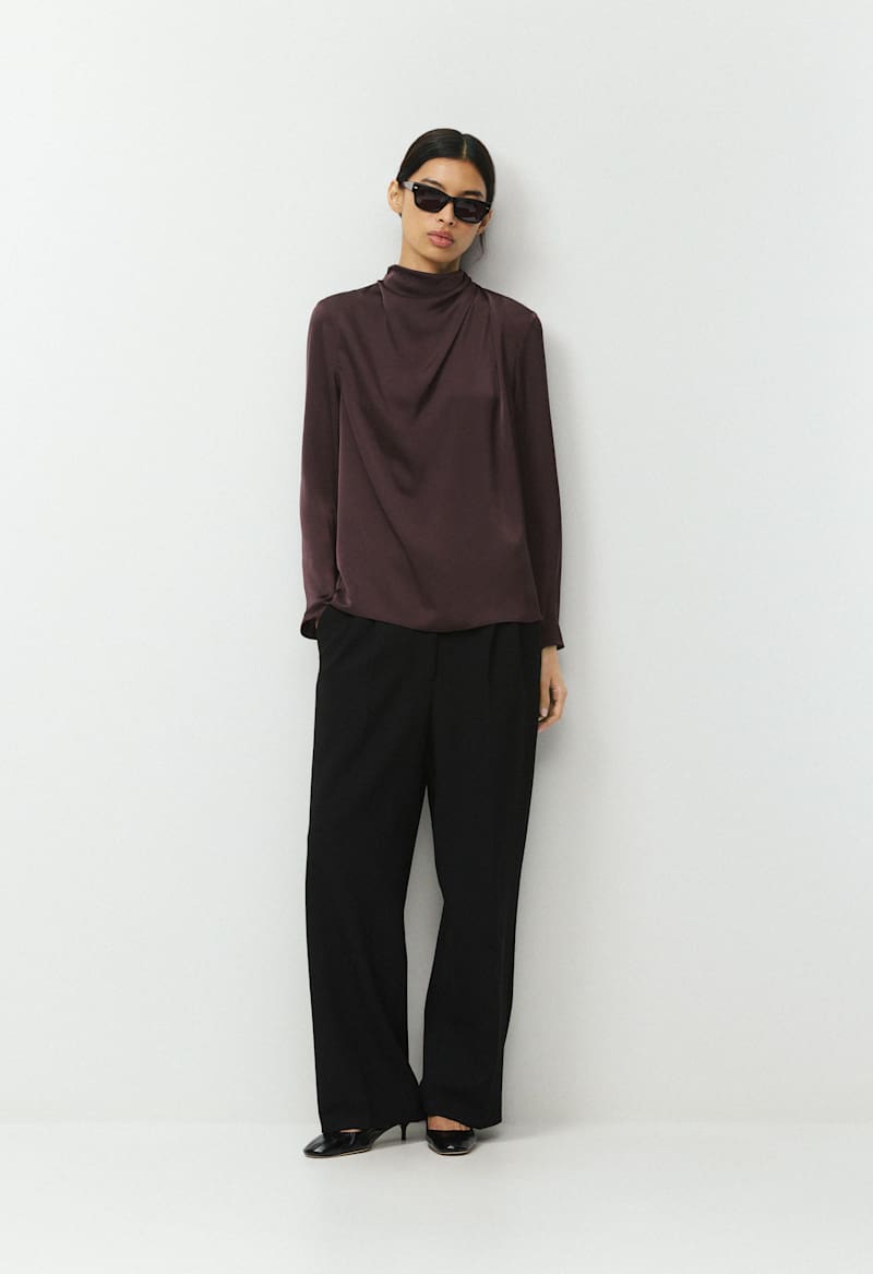 Nominee Satin Longsleeve Blouse by Aritzia
