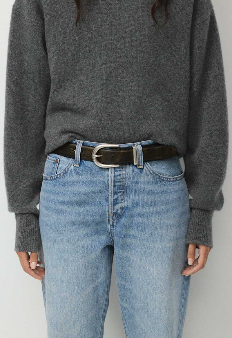 Accent Solid Brass Wide Belt - Distressed Leather by Aritzia