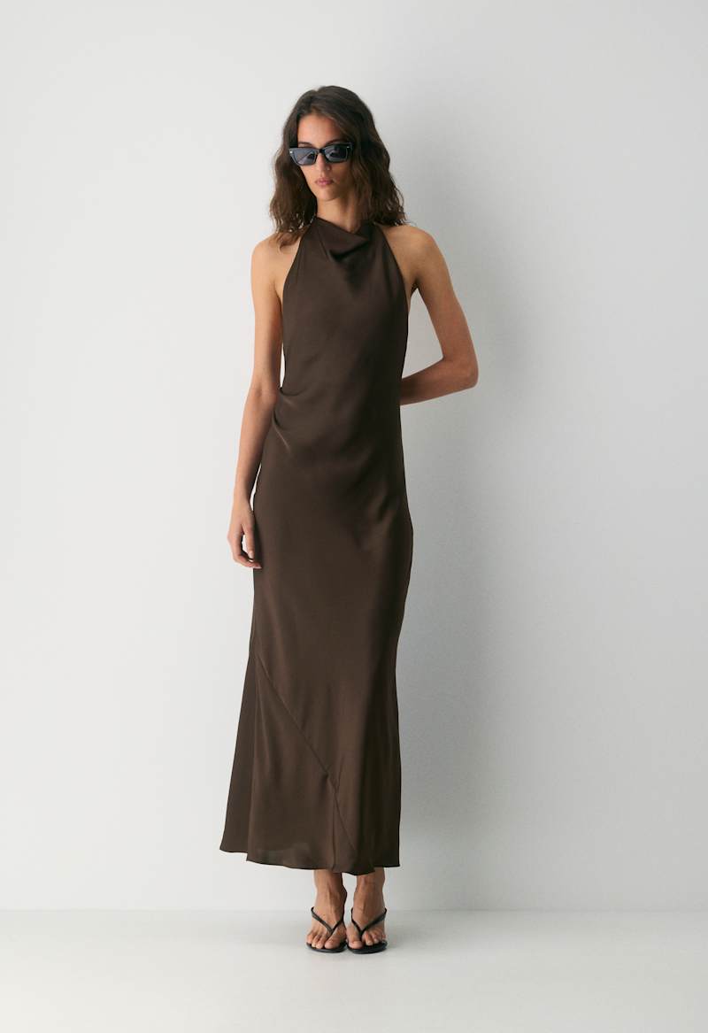 Audience Satin Full Halter Dress by Aritzia